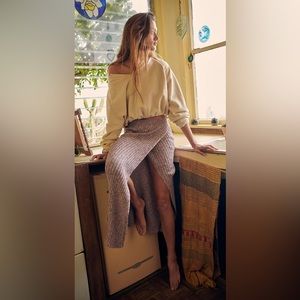 Free People Ribbed Midi Skirt in Plum Size Small